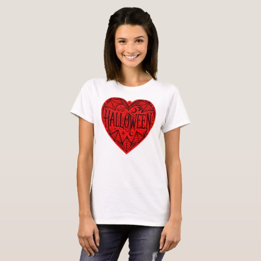 Halloween Heart, Red Heart Shape, Holiday Tシャツ (正面フル)
