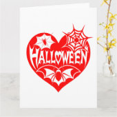 Halloween Heart, Red Heart Shape, Spider Web カード (黄色い花)
