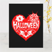 Halloween Heart, Red Heart Shape, Spider Web カード (黄色い花)