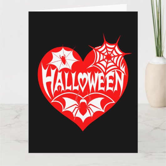 Halloween Heart, Red Heart Shape, Spider Web カード (正面)