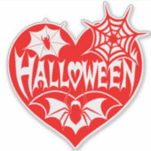Halloween Heart, Red Heart Shape, Spider Web シール (正面)