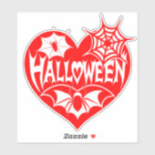 Halloween Heart, Red Heart Shape, Spider Web シール (シート)