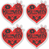 Halloween Heart, Red Heart Shape, Spider Web シール (正面)