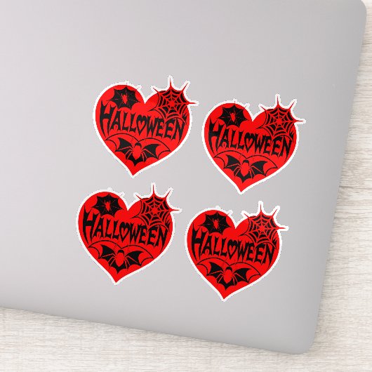 Halloween Heart, Red Heart Shape, Spider Web シール (詳細)
