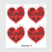 Halloween Heart, Red Heart Shape, Spider Web シール (シート)