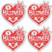 Halloween Heart, Red Heart Shape, Spider Web シール (正面)