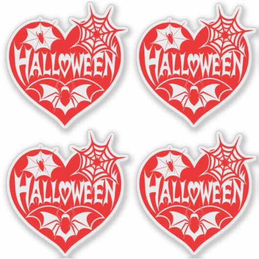 Halloween Heart, Red Heart Shape, Spider Web シール (正面)
