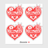 Halloween Heart, Red Heart Shape, Spider Web シール (シート)