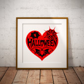 Halloween Heart, Red Heart Shape, Spider Web フォトプリント
