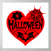 Halloween Heart, Red Heart Shape, Spider Web ポスター (正面)