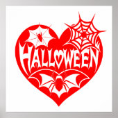 Halloween Heart, Red Heart Shape, Spider Web ポスター (正面)