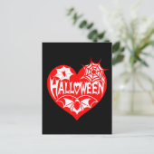 Halloween Heart, Red Heart Shape, Spider Web ポストカード (スタンド正面)