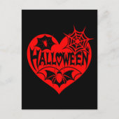 Halloween Heart, Red Heart Shape, Spider Web ポストカード (正面)