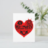 Halloween Heart, Red Heart Shape, Spider Web ポストカード (スタンド正面)