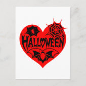 Halloween Heart, Red Heart Shape, Spider Web ポストカード (正面)