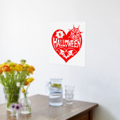 Halloween Heart, Red Heart Shape, Spider Web 箔ポスター (レイダウン (キッチン))
