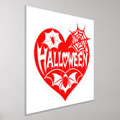 Halloween Heart, Red Heart Shape, Spider Web 箔ポスター (レイダウン)
