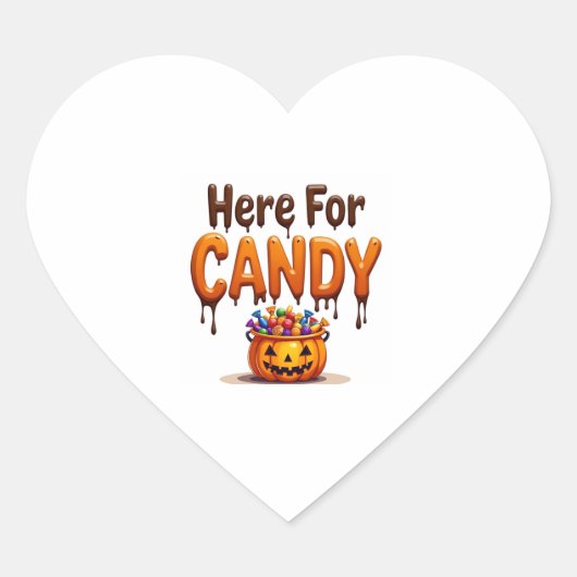 Halloween "Here for Candy" ハートシール (正面)