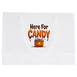 halloween "Here for Candy" ラージペーパーバッグ