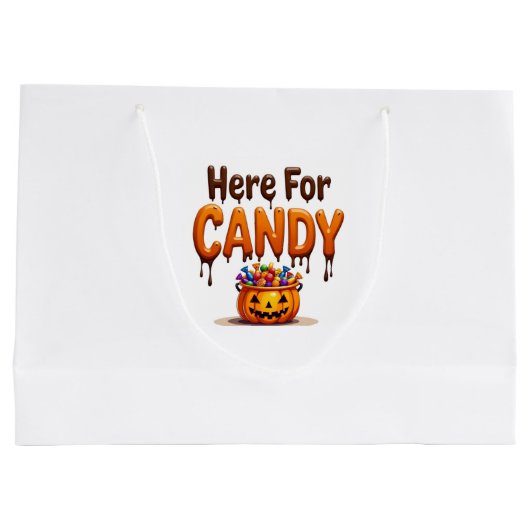  halloween "Here for Candy" ラージペーパーバッグ (裏面)
