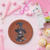 Halloween-Hexe mit Kürbis -  ペーパープレート (パーティー)