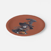 Halloween-Hexe mit Kürbis -  ペーパープレート (アングル)