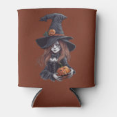 Halloween-Hexe mit Kürbis -  缶クーラー (正面)