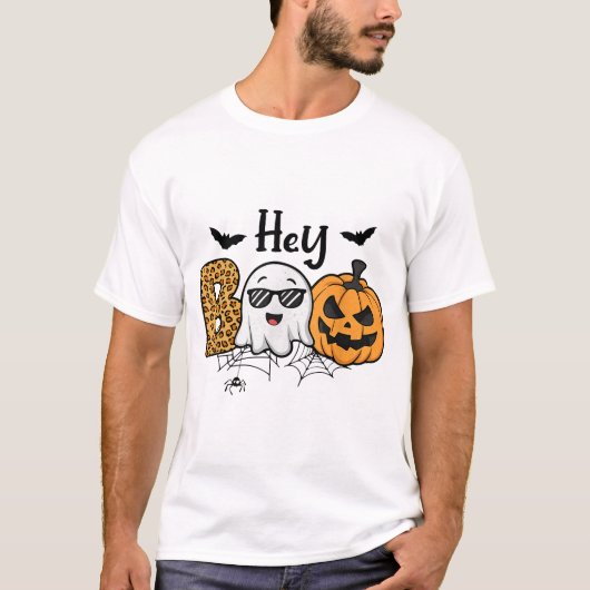  Halloween Hey Boo Ghost Pumpkin Costume Women  Tシャツ (正面)
