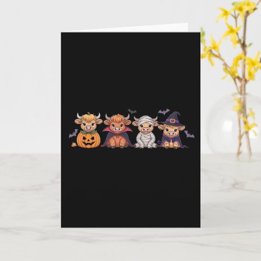 Halloween Highland Cow  カード (黄色い花)