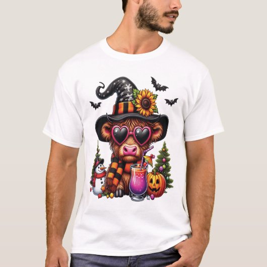 Halloween Highland Cow 2 Tシャツ (正面)