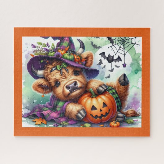 Halloween Highland Cow Jigsaw Puzzle ジグソーパズル (横)