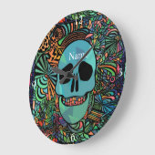 Halloween Hippie Skull Thunder_Cove ラージ壁時計 (傾斜)
