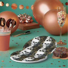 Halloween Horror - 3 Skulls Graffiti Burst ペーパープレート