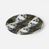 Halloween Horror - 3 Skulls Graffiti Burst ペーパープレート (アングル)