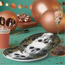 Halloween Horror - 3 Skulls Graffiti Burst ペーパープレート