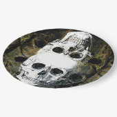 Halloween Horror - 3 Skulls Graffiti Burst ペーパープレート (アングル)