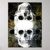 Halloween Horror - 3 Skulls Graffiti Burst ポスター (正面)