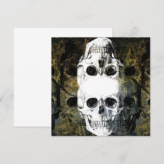 Halloween Horror - 3 Skulls Graffiti Burst 招待状 (正面/裏面)