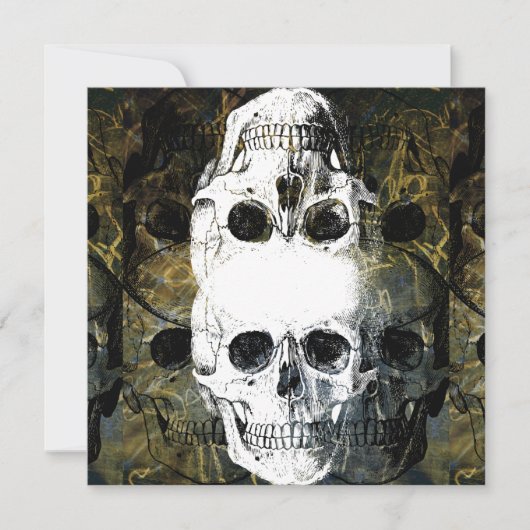 Halloween Horror - 3 Skulls Graffiti Burst 招待状 (正面)