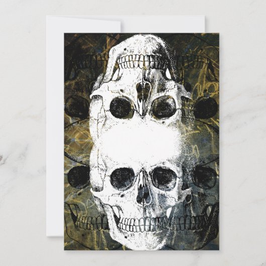 Halloween Horror - 3 Skulls Graffiti Burst 招待状 (正面)