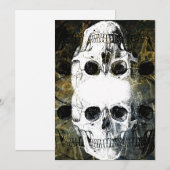 Halloween Horror - 3 Skulls Graffiti Burst 招待状 (正面/裏面)