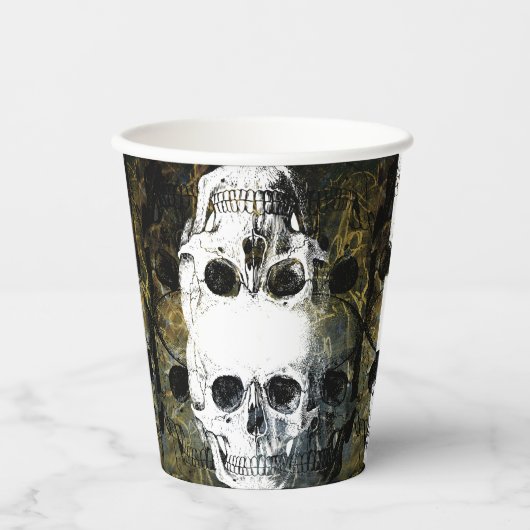 Halloween Horror - 3 Skulls Graffiti Burst 紙コップ (正面)