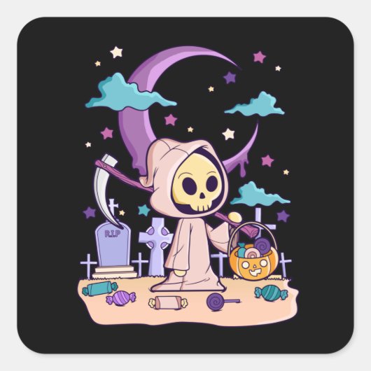 Halloween Horror Gift Pastel Goth Creepy Kawaii スクエアシール (正面)