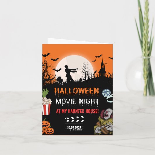 Halloween Horror Movie Night Party Invitation 招待状 (裏面)