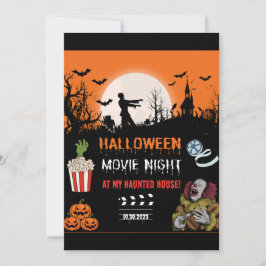 Halloween Horror Movie Night Party Invitation 招待状