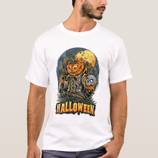 Halloween Horror Pumpkin Graphic T-Shirt Tシャツ