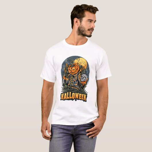 Halloween Horror Pumpkin Graphic T-Shirt Tシャツ (正面フル)