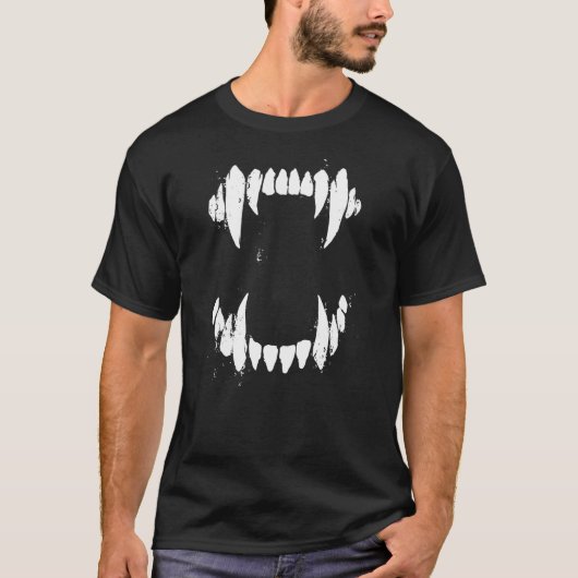 Halloween Horror Wolf Dog Vampire Monster Teeth Co Tシャツ (正面)