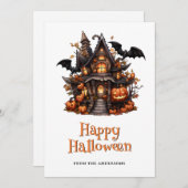 Halloween House Pumpkins Ghost Card シーズンカード (正面/裏面)