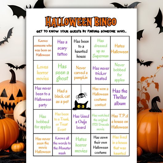 Halloween Human Bingo Ice Breaker Game Card 招待状